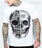 camiseta skull flores
