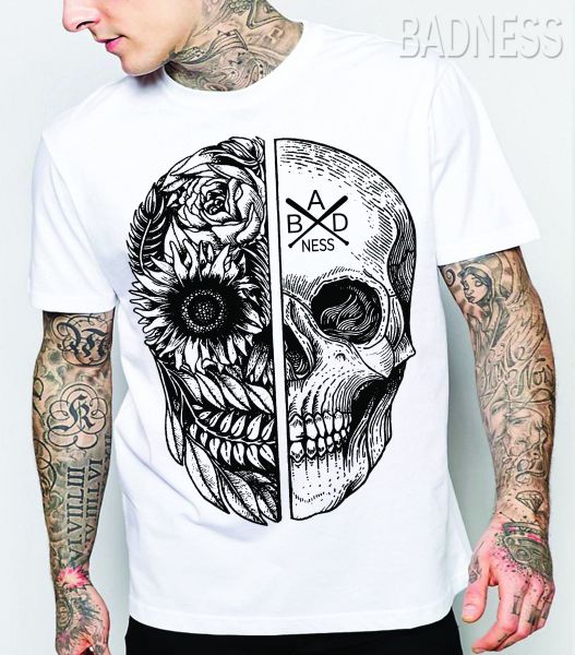 camiseta skull flores